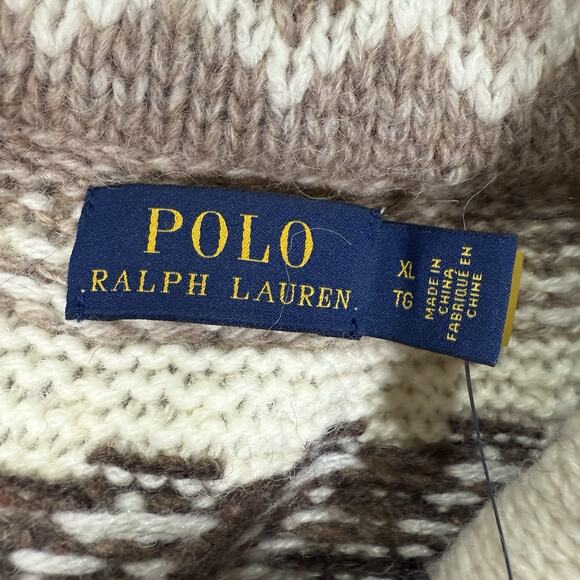 NWT Polo Ralph Lauren Women's Size XL Intarsia Shawl Fringe Alpaca Wool Cardigan - Picture 5 of 10
